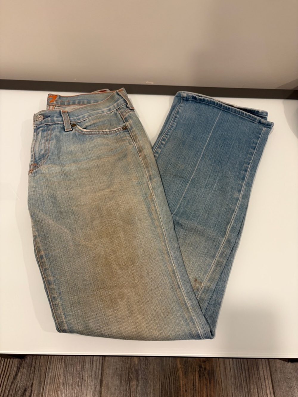7 For All Mankind Distressed Bootcut Jeans